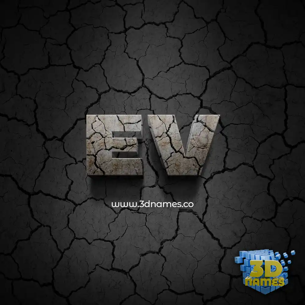 ev in Cracked Stone style - 3D name wallpaper