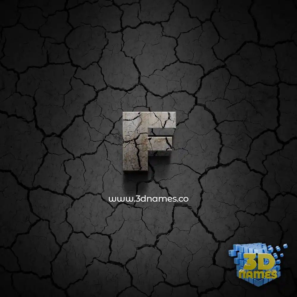 f in Cracked Stone style - 3D name wallpaper