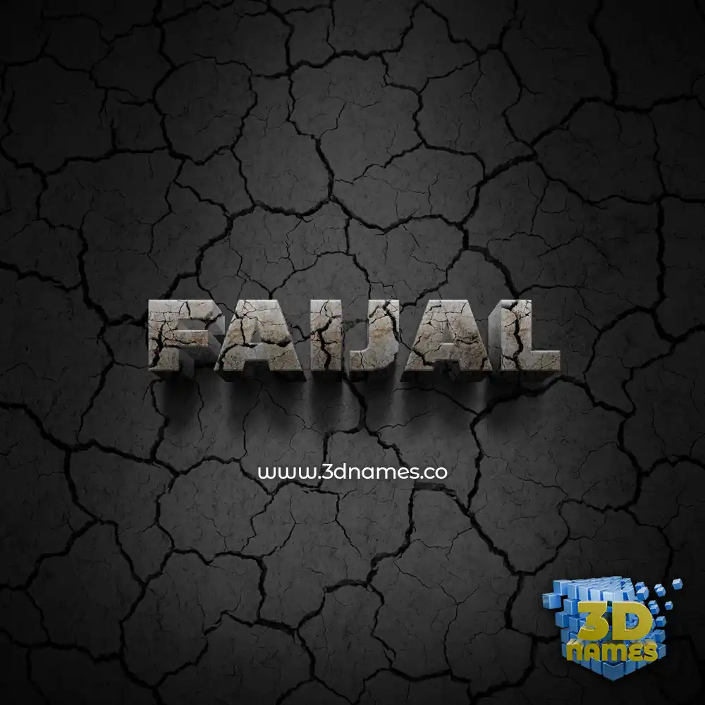 faijal in Cracked Stone style - 3D name wallpaper