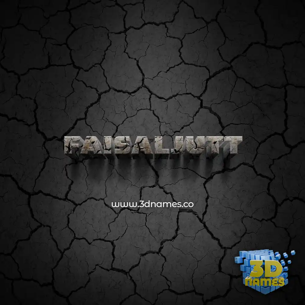 faisaljutt in Cracked Stone style - 3D name wallpaper