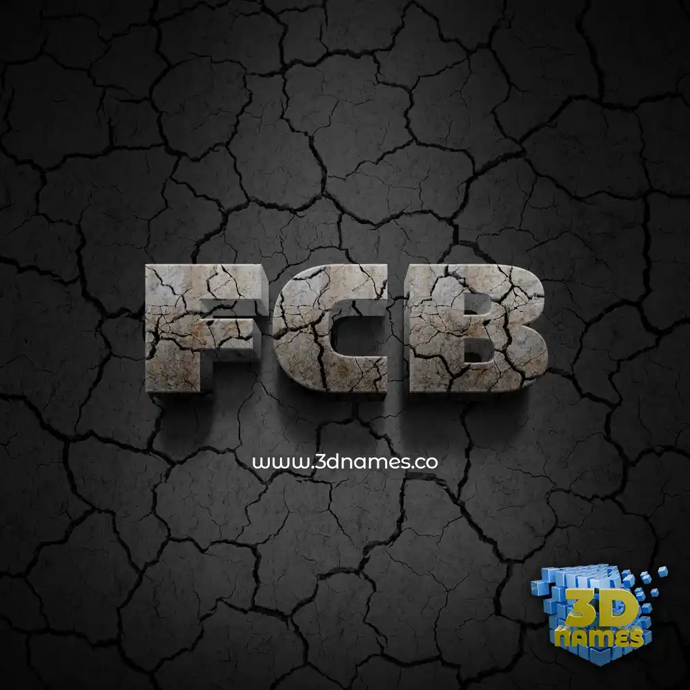 fcb in Cracked Stone style - 3D name wallpaper
