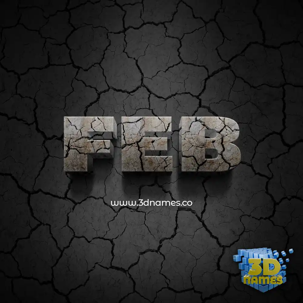 feb in Cracked Stone style - 3D name wallpaper