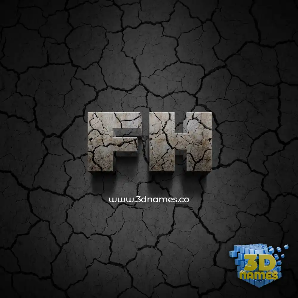 fh in Cracked Stone style - 3D name wallpaper