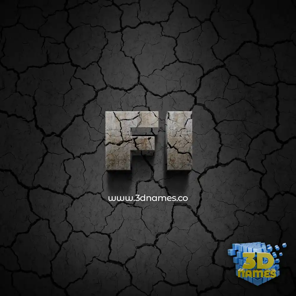 fi in Cracked Stone style - 3D name wallpaper