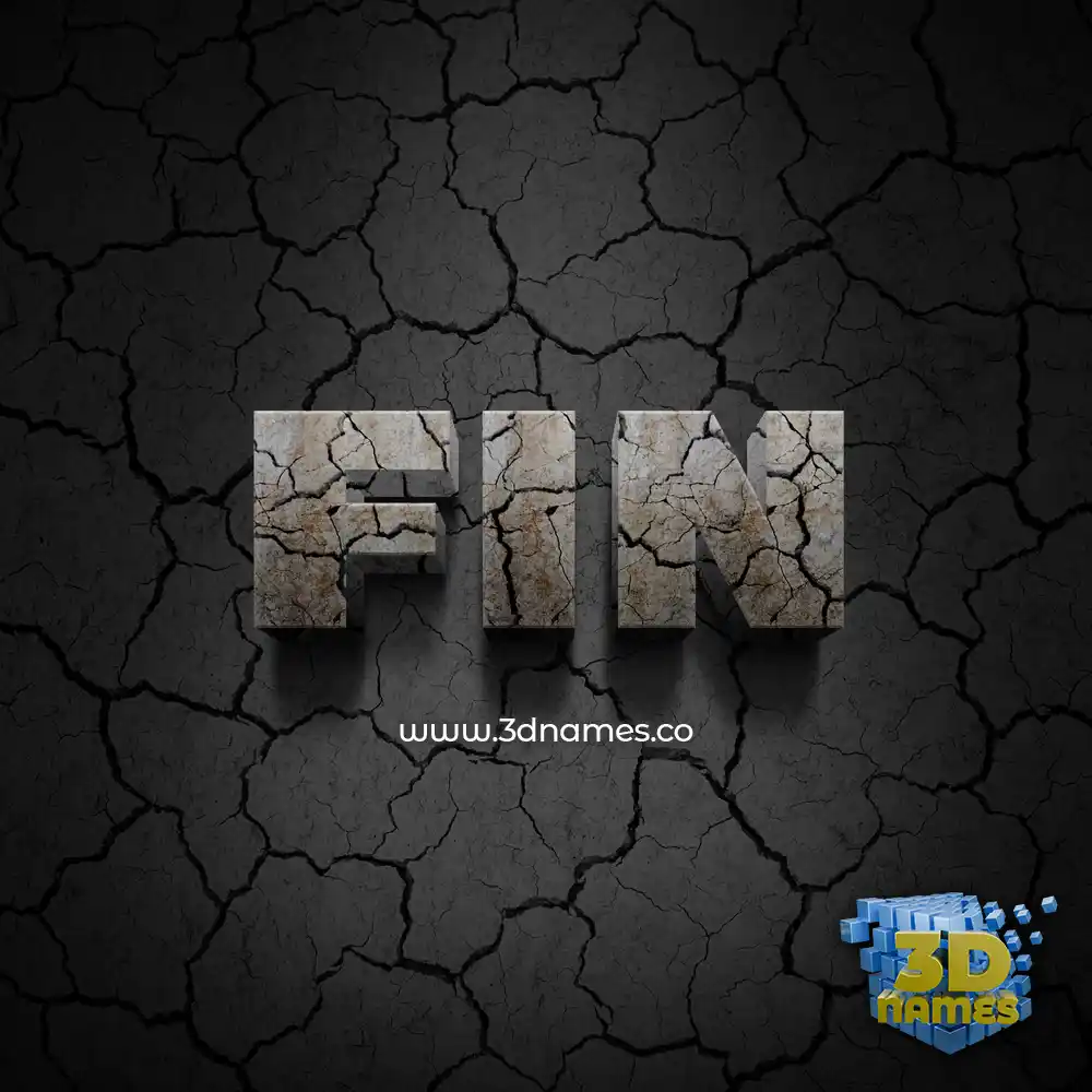 fin in Cracked Stone style - 3D name wallpaper
