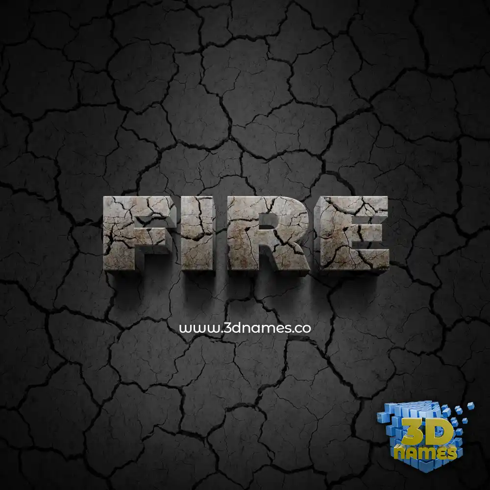 fire in Cracked Stone style - 3D name wallpaper