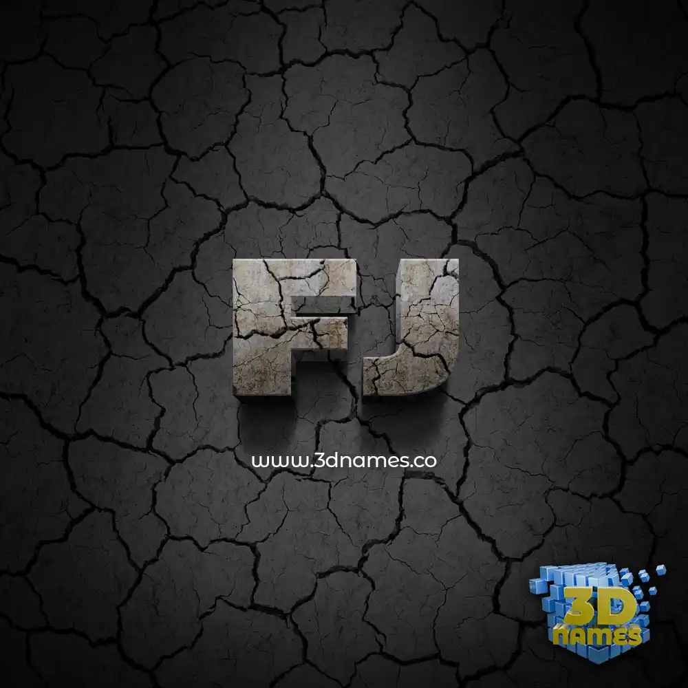 fj in Cracked Stone style - 3D name wallpaper