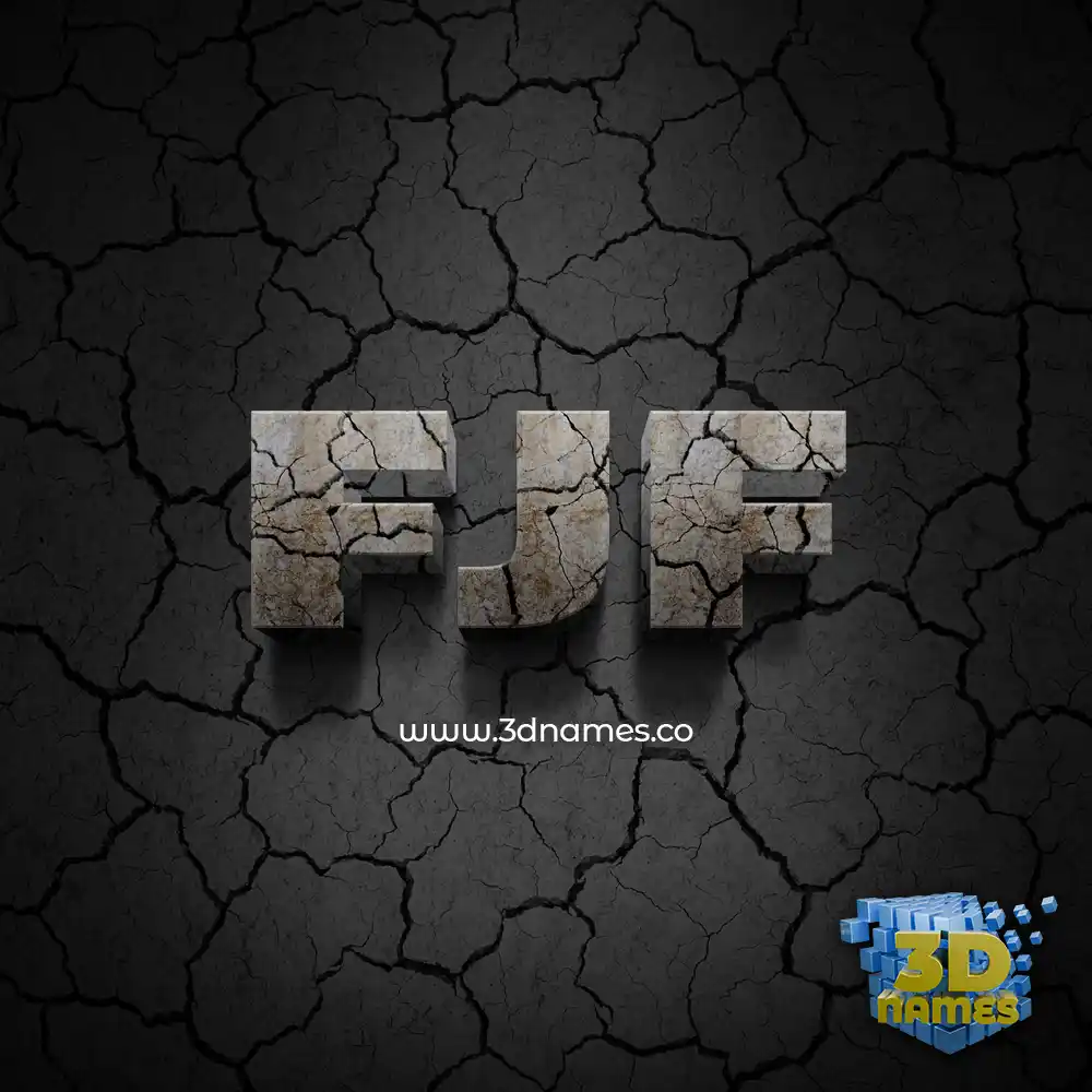 fjf in Cracked Stone style - 3D name wallpaper