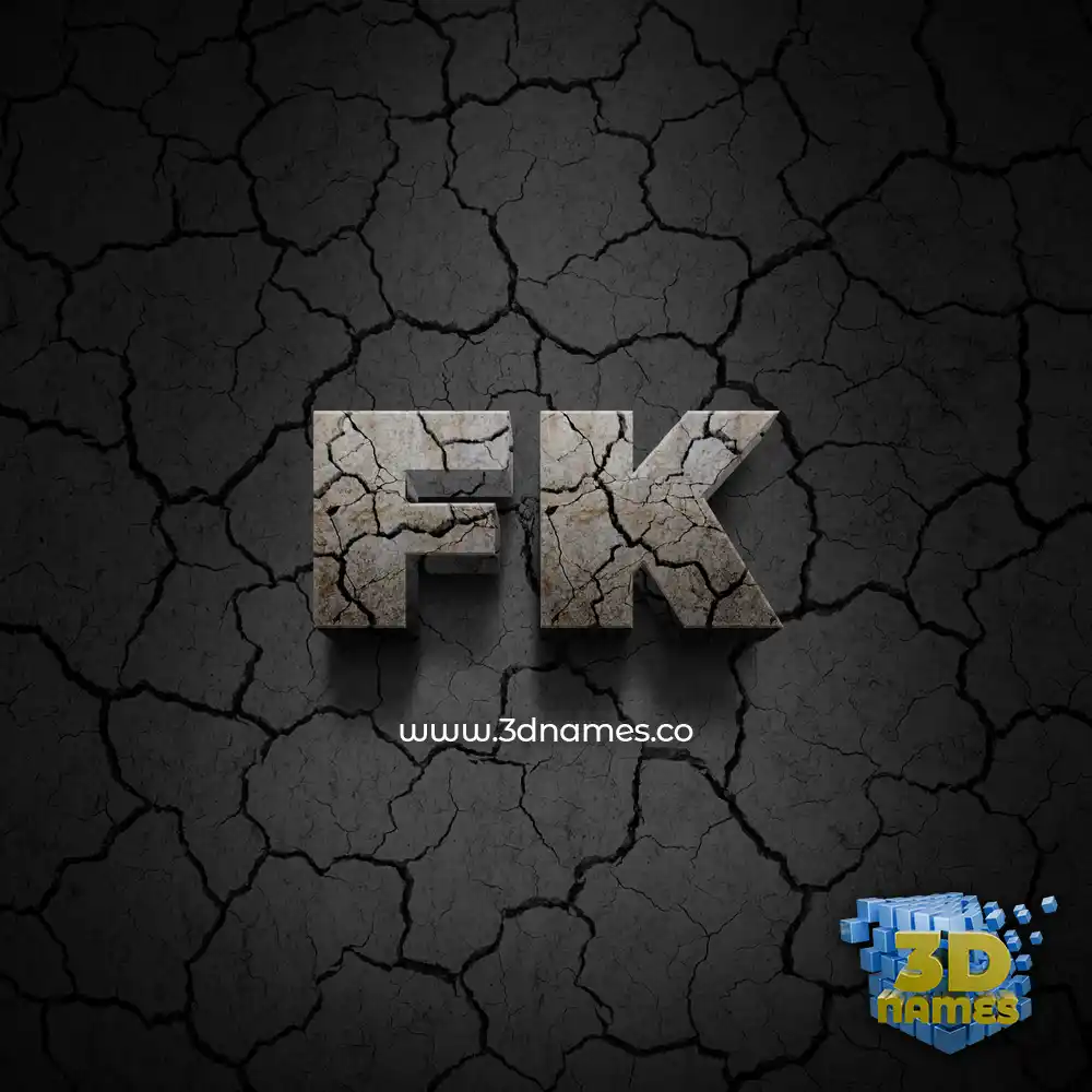 fk in Cracked Stone style - 3D name wallpaper