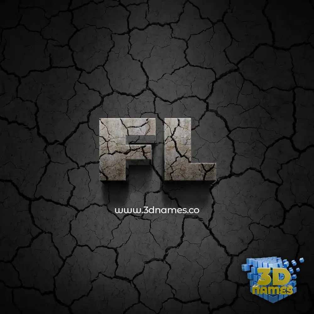 fl in Cracked Stone style - 3D name wallpaper