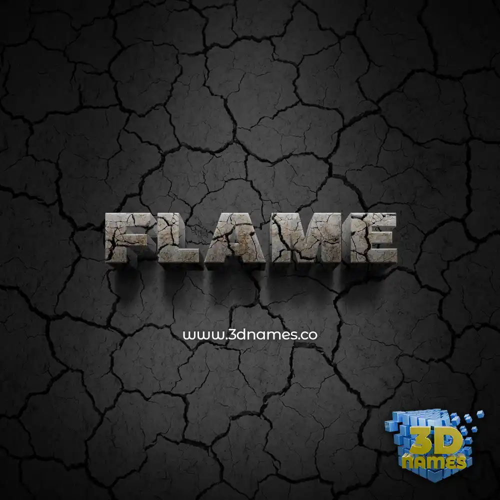 flame in Cracked Stone style - 3D name wallpaper