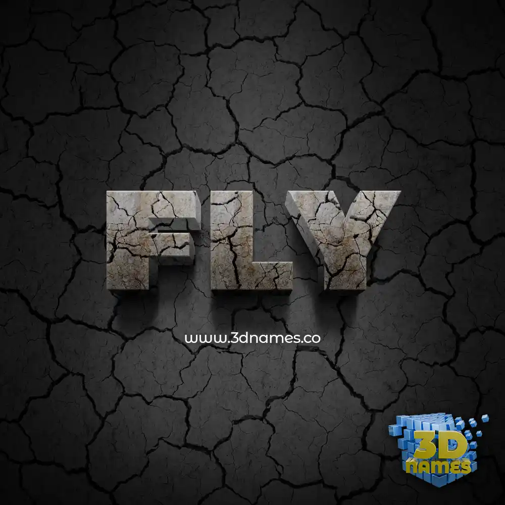 fly in Cracked Stone style - 3D name wallpaper