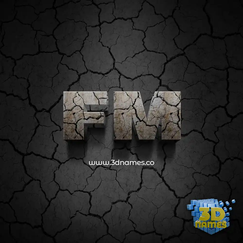 fm in Cracked Stone style - 3D name wallpaper