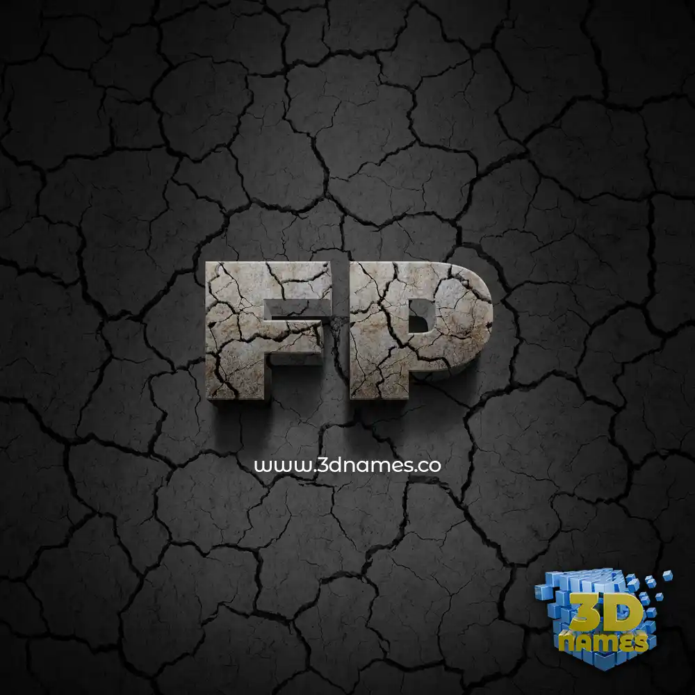 fp in Cracked Stone style - 3D name wallpaper