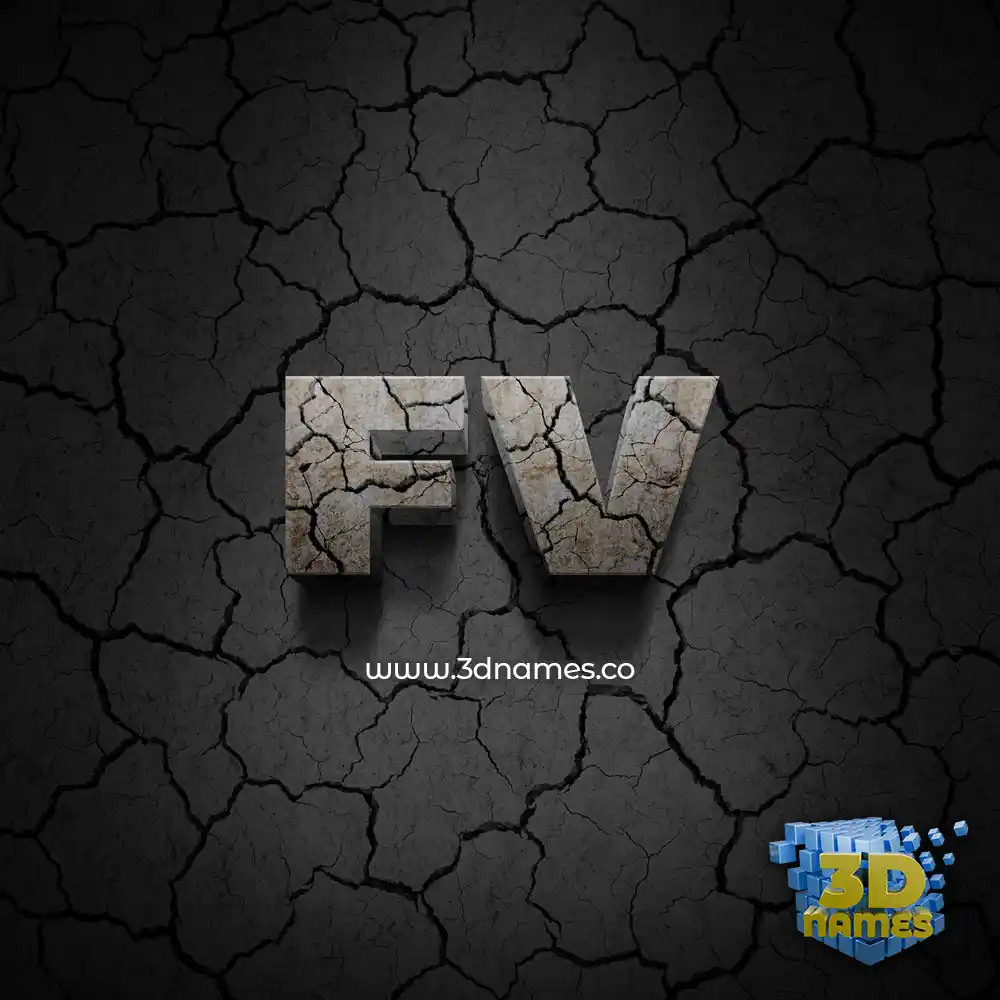 fv in Cracked Stone style - 3D name wallpaper