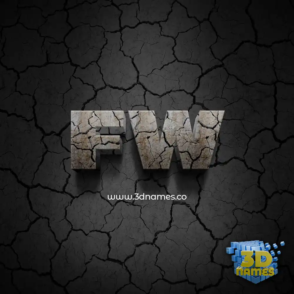 fw in Cracked Stone style - 3D name wallpaper