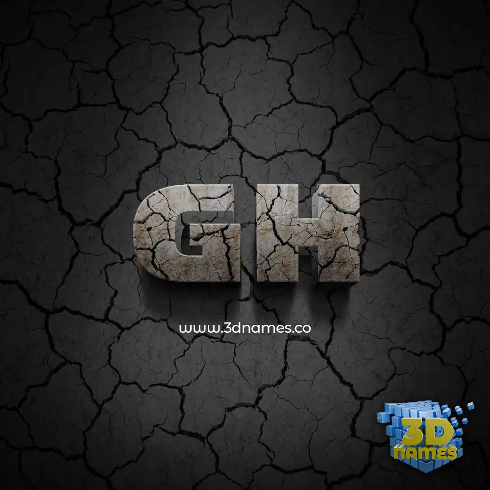 gh in Cracked Stone style - 3D name wallpaper