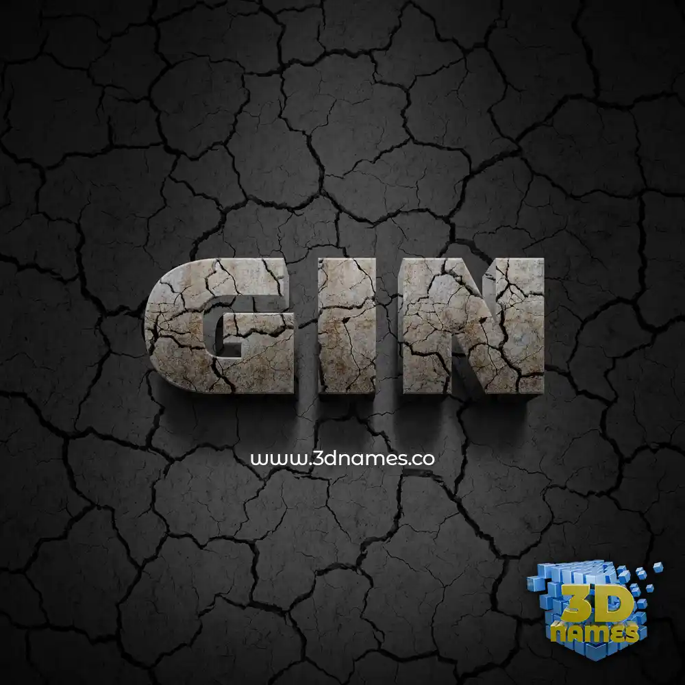 gin in Cracked Stone style - 3D name wallpaper