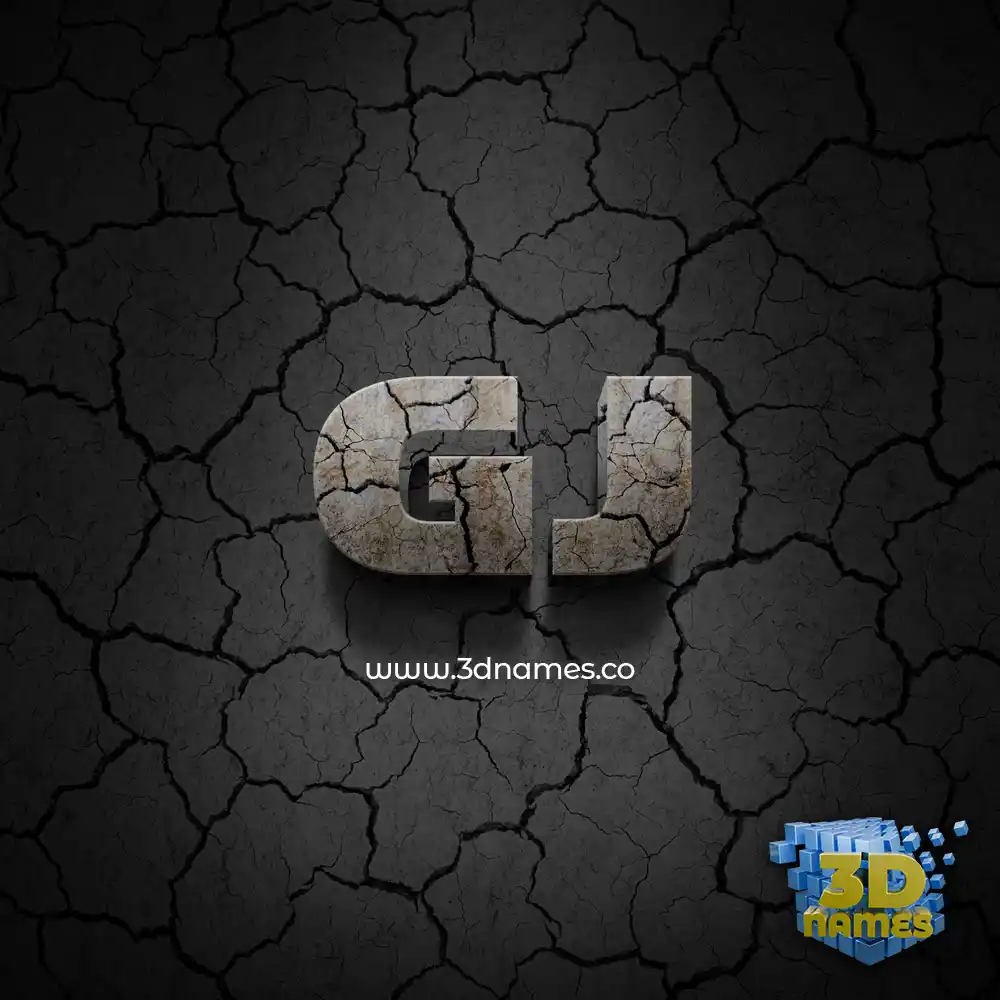 gj in Cracked Stone style - 3D name wallpaper