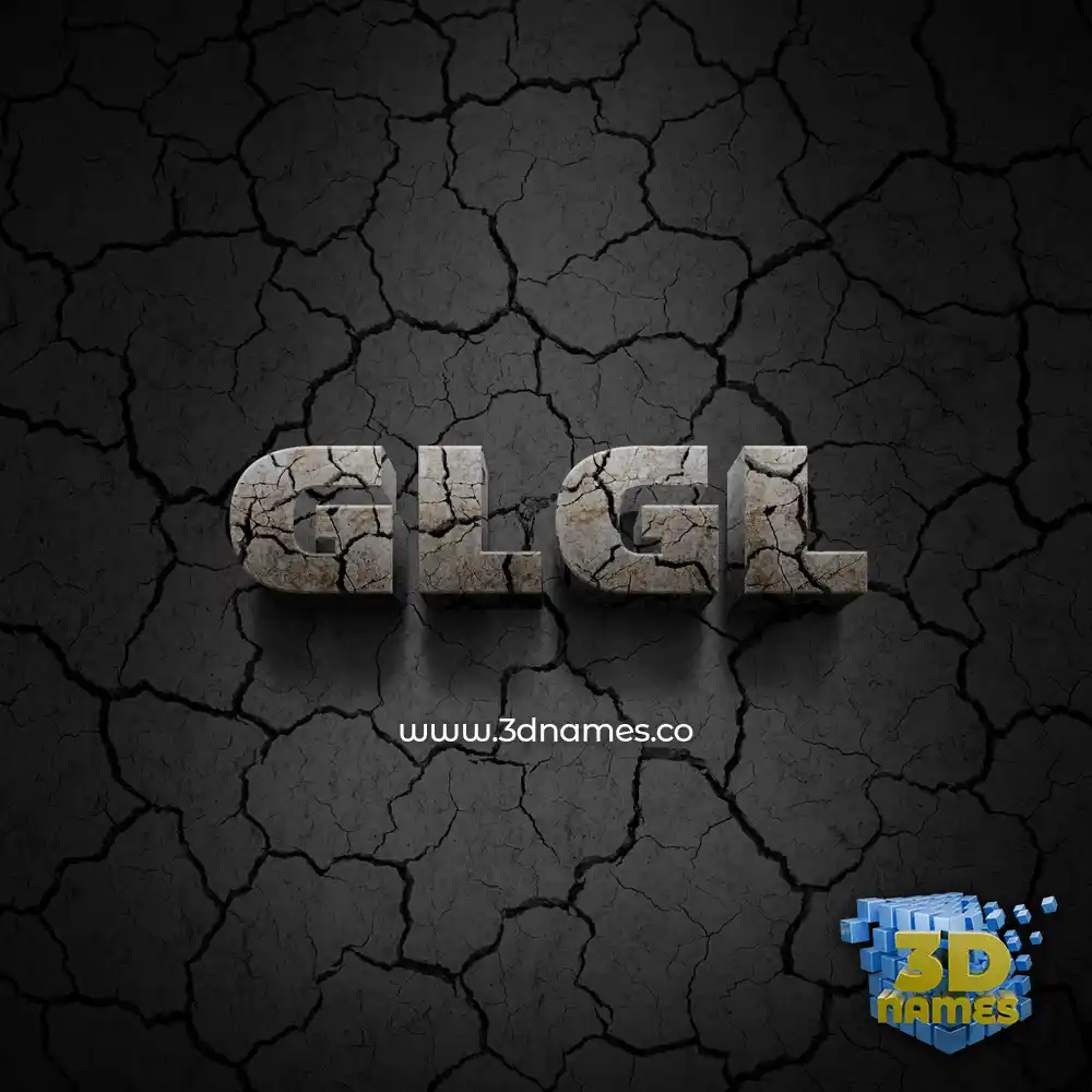 glgl in Cracked Stone style - 3D name wallpaper
