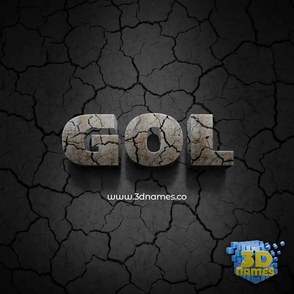 gol in Cracked Stone style - 3D name wallpaper