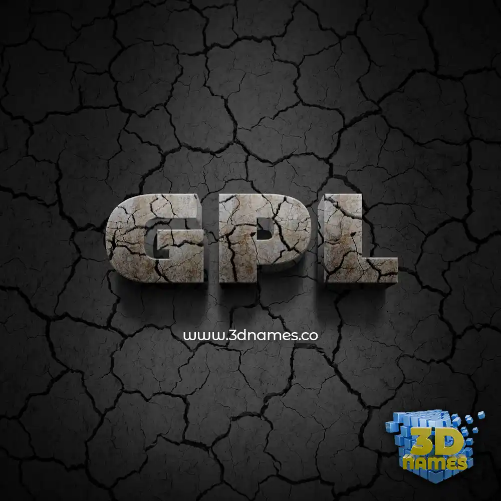 gpl in Cracked Stone style - 3D name wallpaper