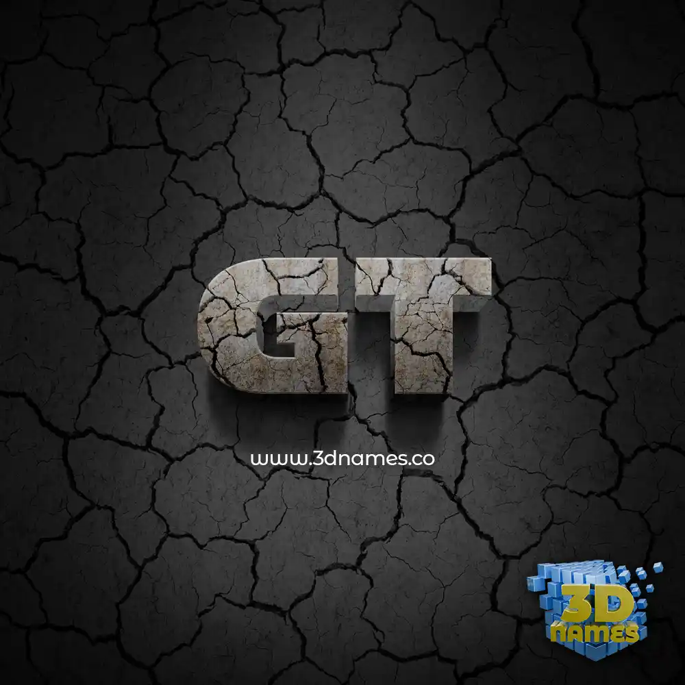 gt in Cracked Stone style - 3D name wallpaper