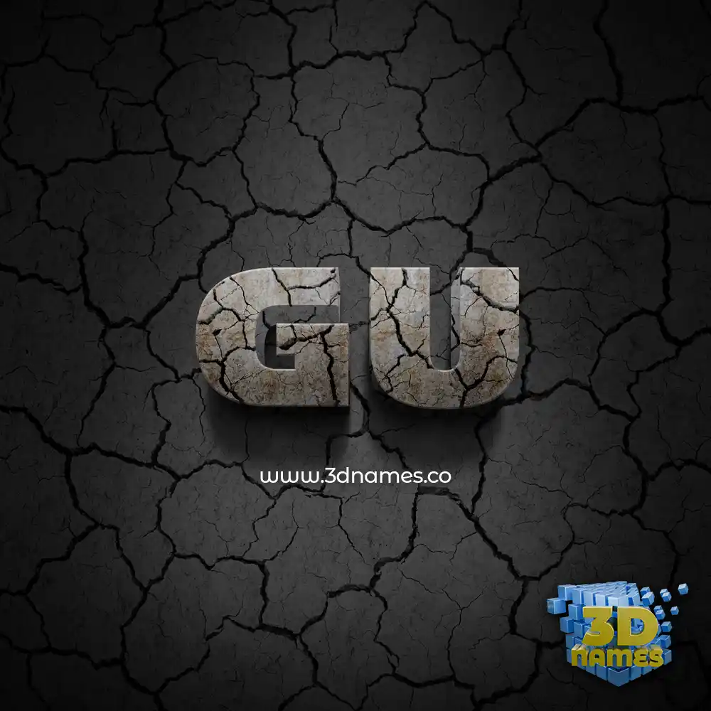 gu in Cracked Stone style - 3D name wallpaper