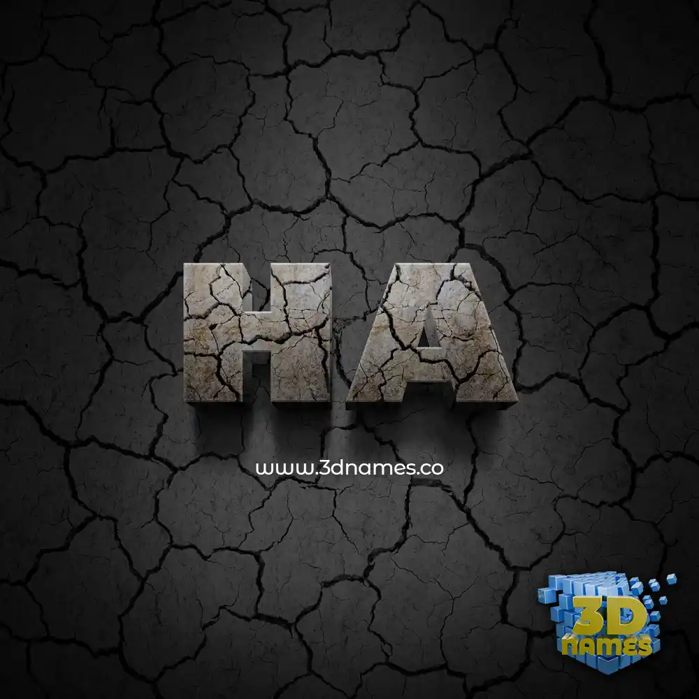 ha in Cracked Stone style - 3D name wallpaper