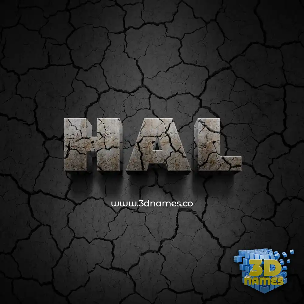 hal in Cracked Stone style - 3D name wallpaper