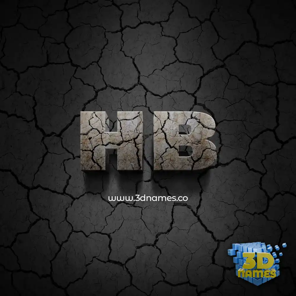hb in Cracked Stone style - 3D name wallpaper