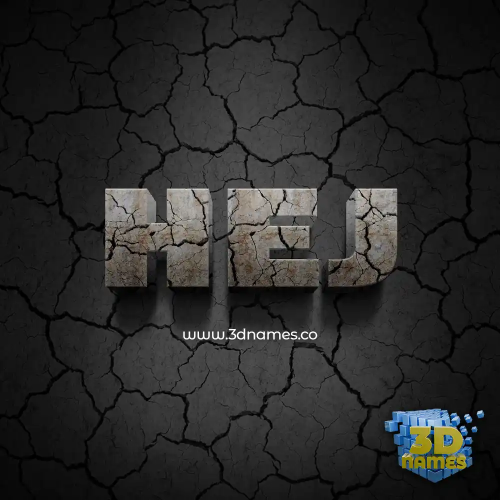 hej in Cracked Stone style - 3D name wallpaper