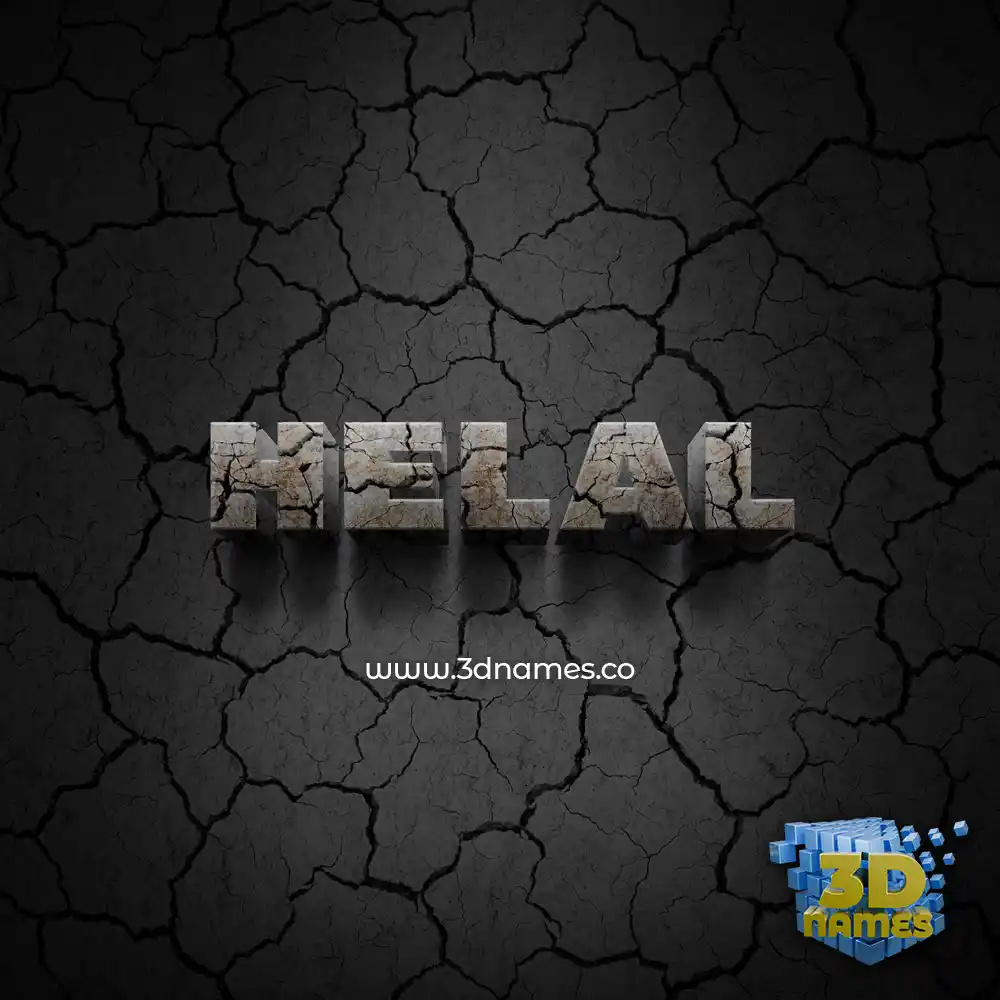 helal in Cracked Stone style - 3D name wallpaper