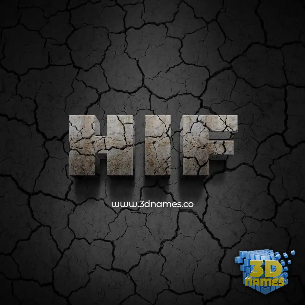 hif in Cracked Stone style - 3D name wallpaper