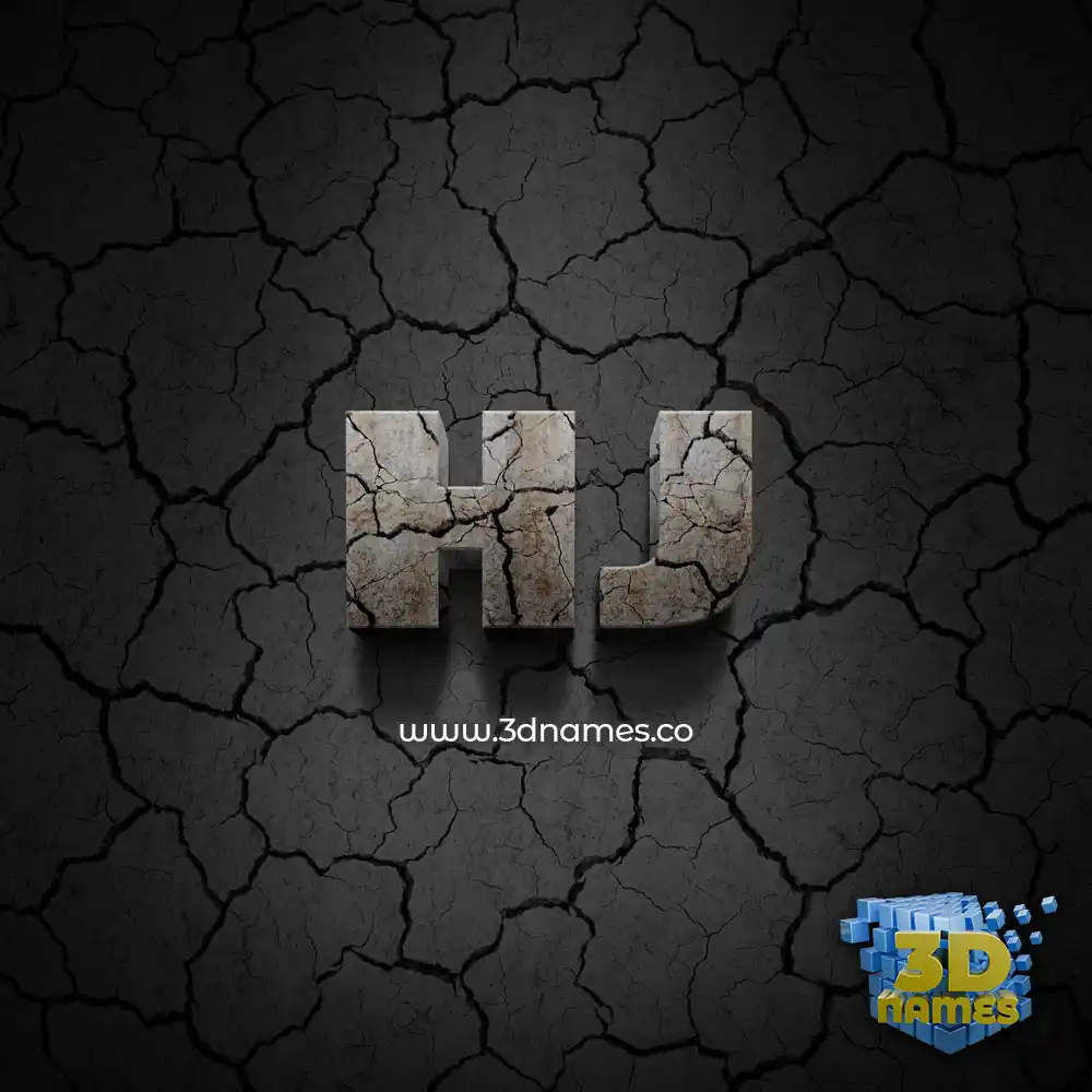 hj in Cracked Stone style - 3D name wallpaper