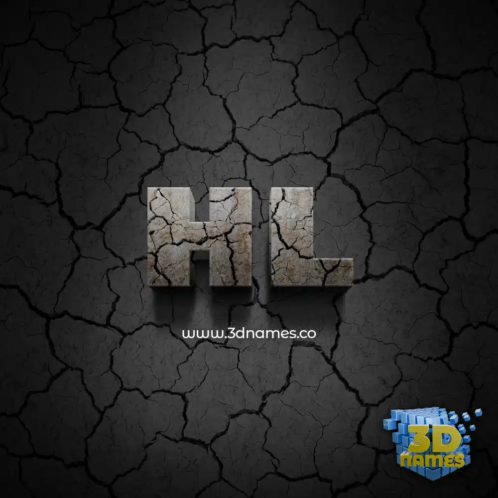 hl in Cracked Stone style - 3D name wallpaper