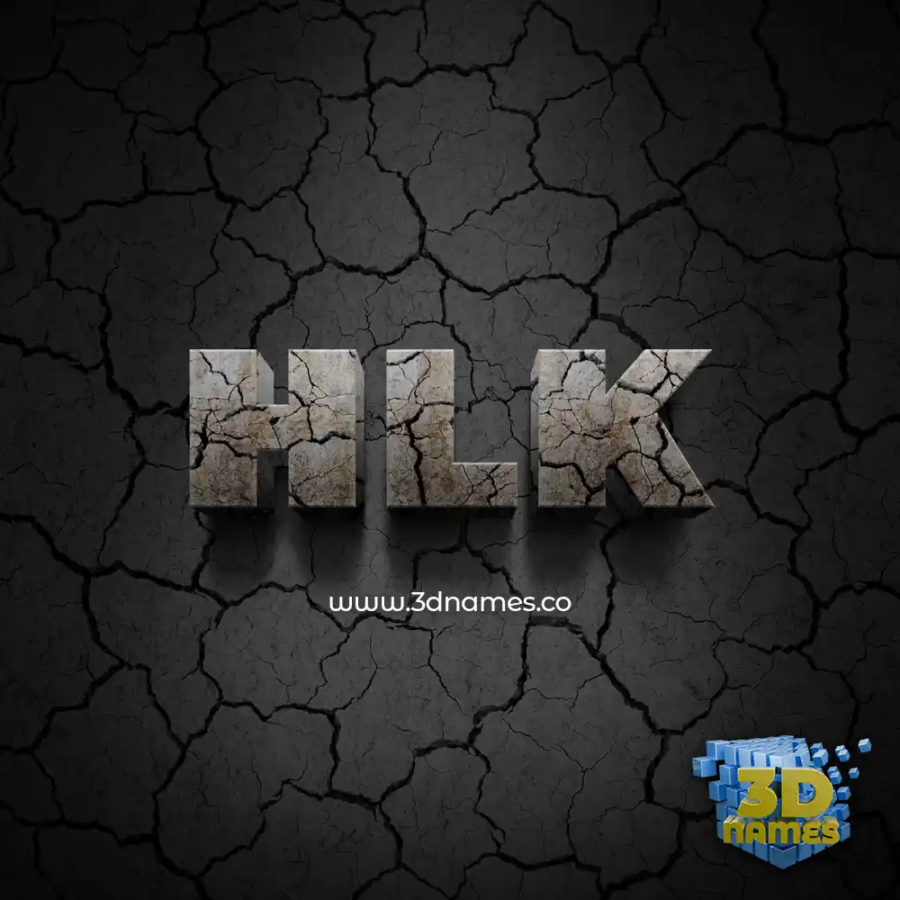 hlk in Cracked Stone style - 3D name wallpaper