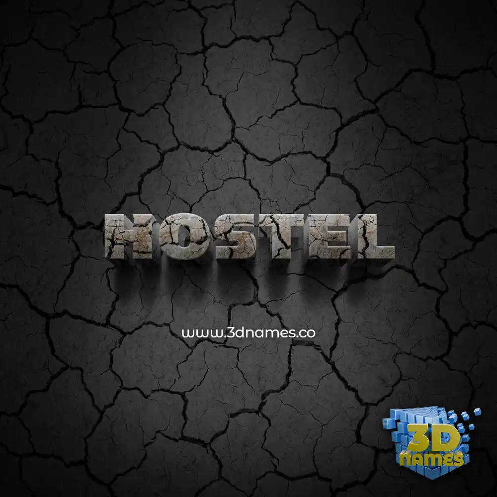 hostel in Cracked Stone style - 3D name wallpaper