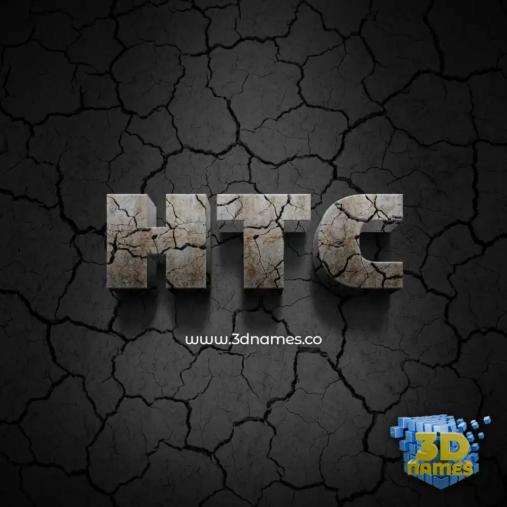 htc in Cracked Stone style - 3D name wallpaper