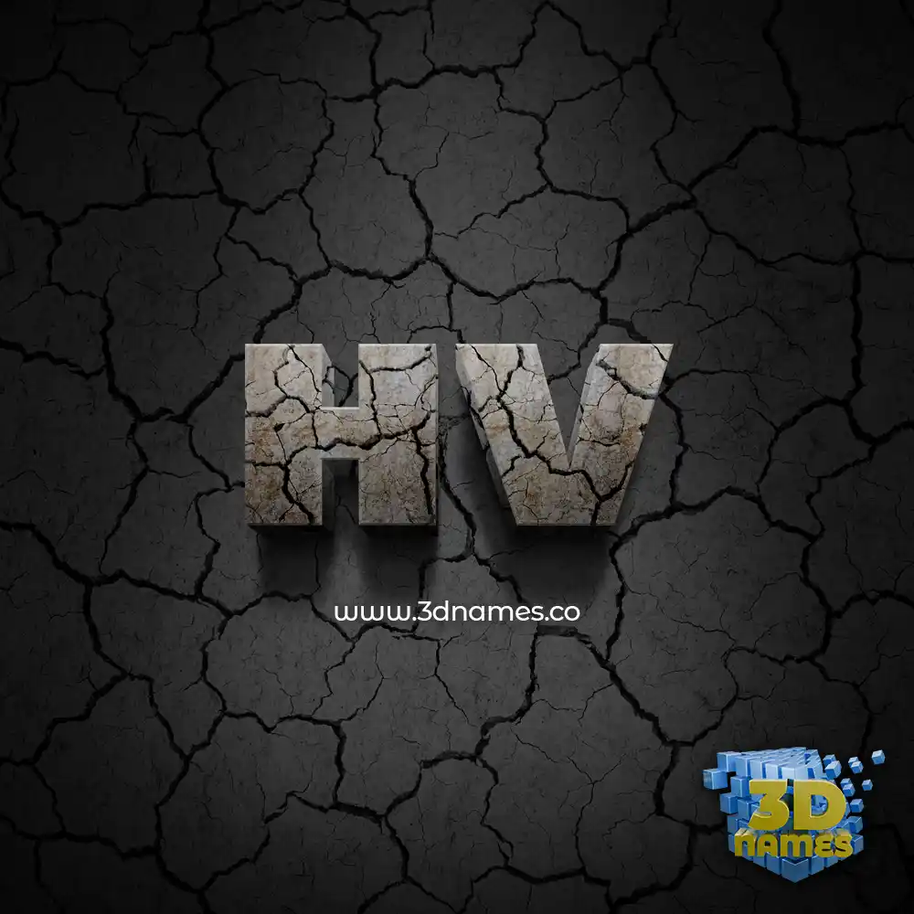 hv in Cracked Stone style - 3D name wallpaper