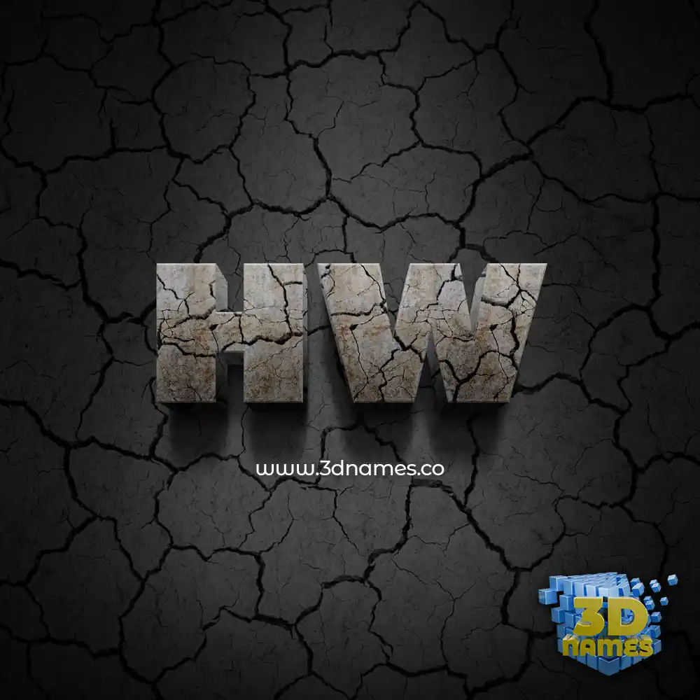 hw in Cracked Stone style - 3D name wallpaper
