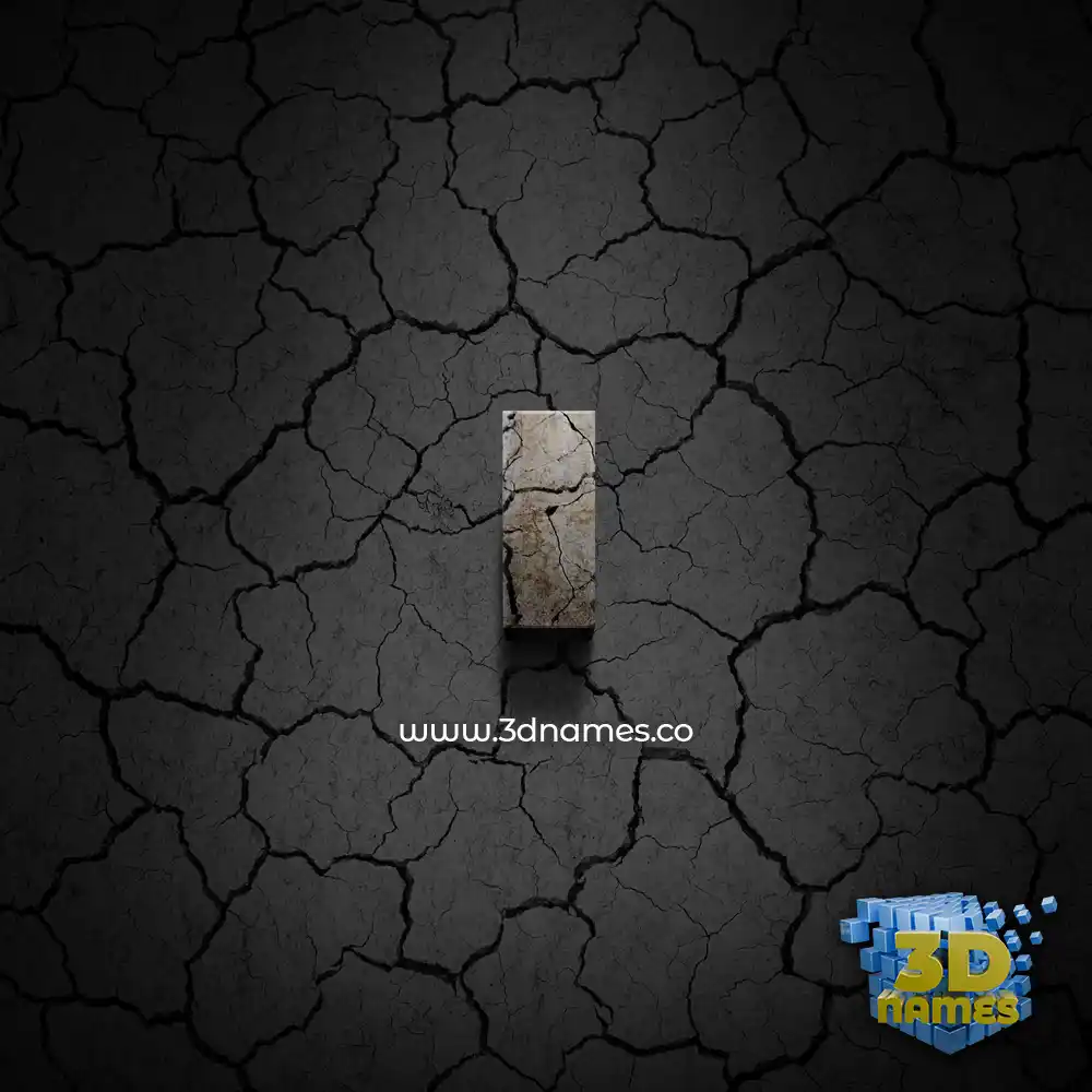 i in Cracked Stone style - 3D name wallpaper