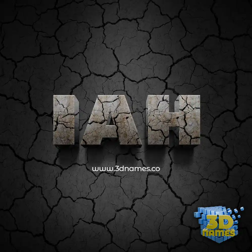 iah in Cracked Stone style - 3D name wallpaper