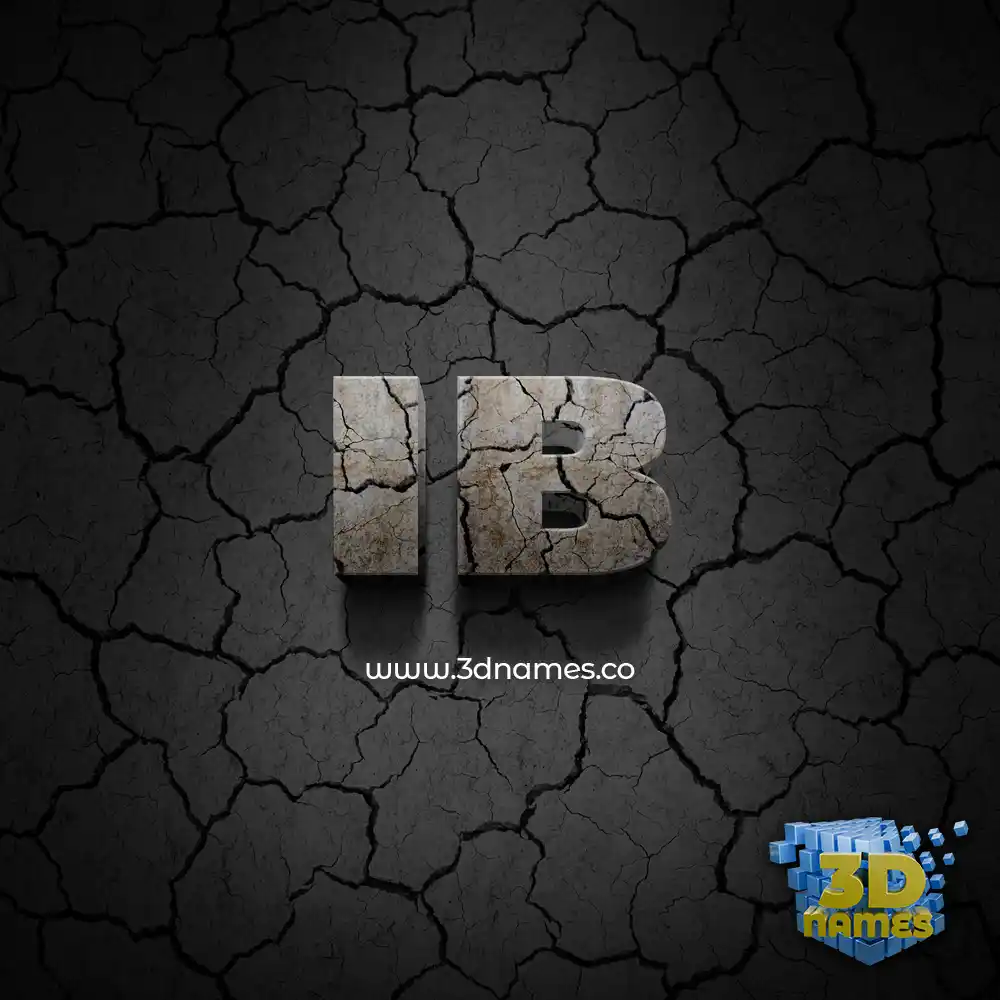 ib in Cracked Stone style - 3D name wallpaper