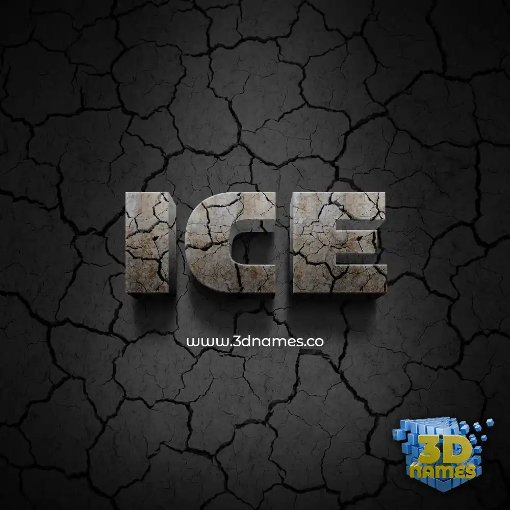 ice in Cracked Stone style - 3D name wallpaper
