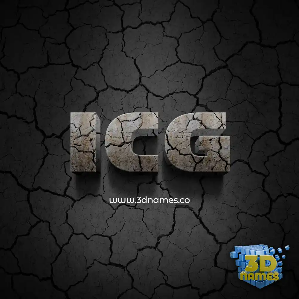 icg in Cracked Stone style - 3D name wallpaper
