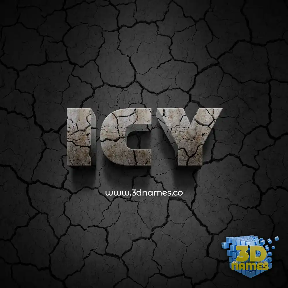 icy in Cracked Stone style - 3D name wallpaper