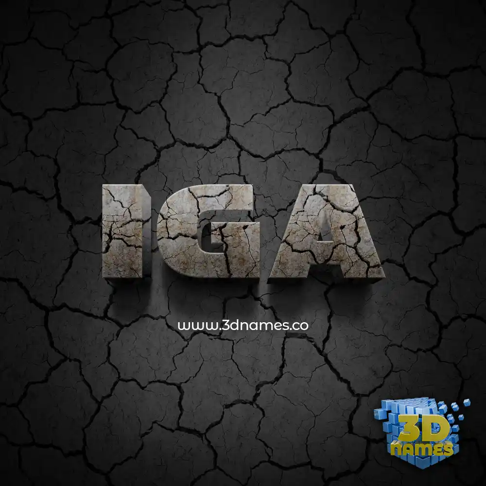 iga in Cracked Stone style - 3D name wallpaper