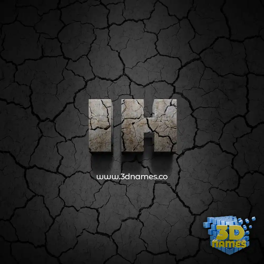 ih in Cracked Stone style - 3D name wallpaper