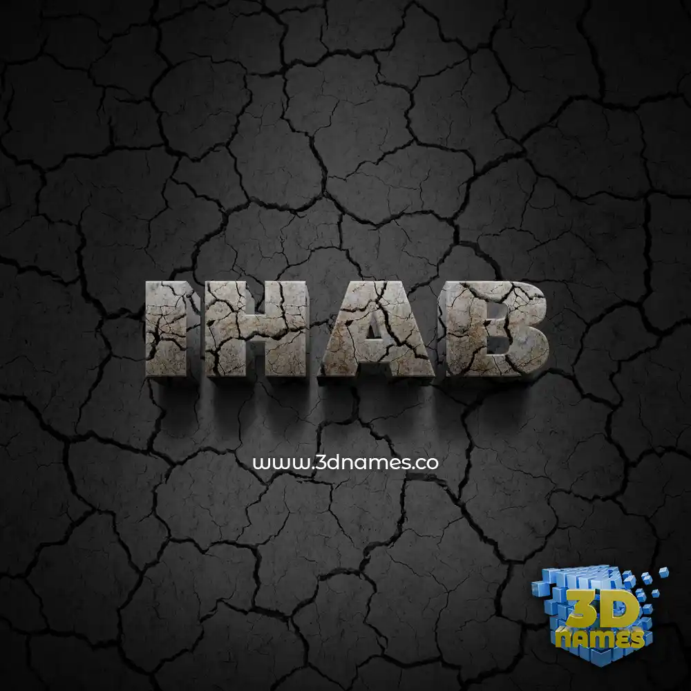 ihab in Cracked Stone style - 3D name wallpaper